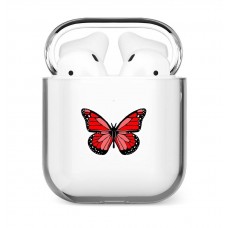 کاور ایرپاد طرح پروانه قرمز ژله ای Airpod cover 1-2-3-pro-pro2