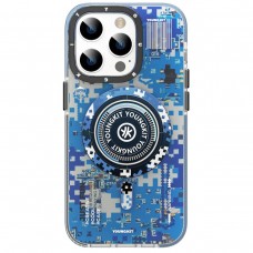 قاب YOUNGKIT یانگکیت Apple iphone 12promax-13-13pro-13promax-14-14pro-14promax Camouflage Circuit Strong Anti-Drop Impact Series Blue