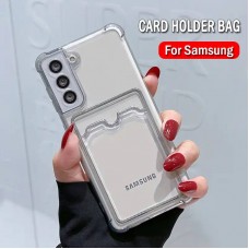 قاب بی رنگ ایربگ دار به همراه جاکارتی Samsung phone A13 4g-A20s-A21s-A20-A30-A32 4g-A33-A50-A51-A52-A53-A54 5g-A71-A72-A73-S20fe-S21fe-S21ultra-S22ultra-S23ultra