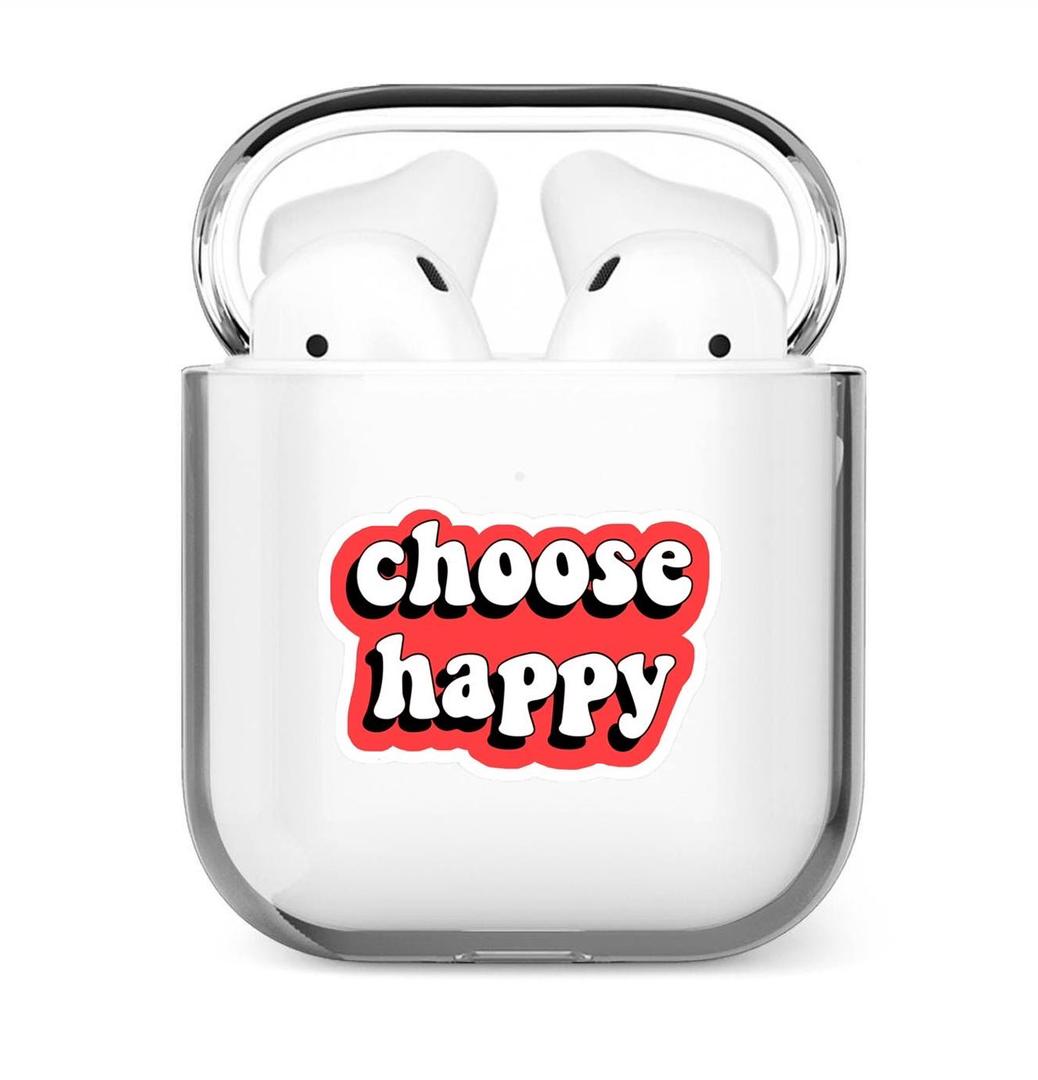 کاور ایرپاد طرح choose happy ژله ای Airpod cover 1-2-pro-3