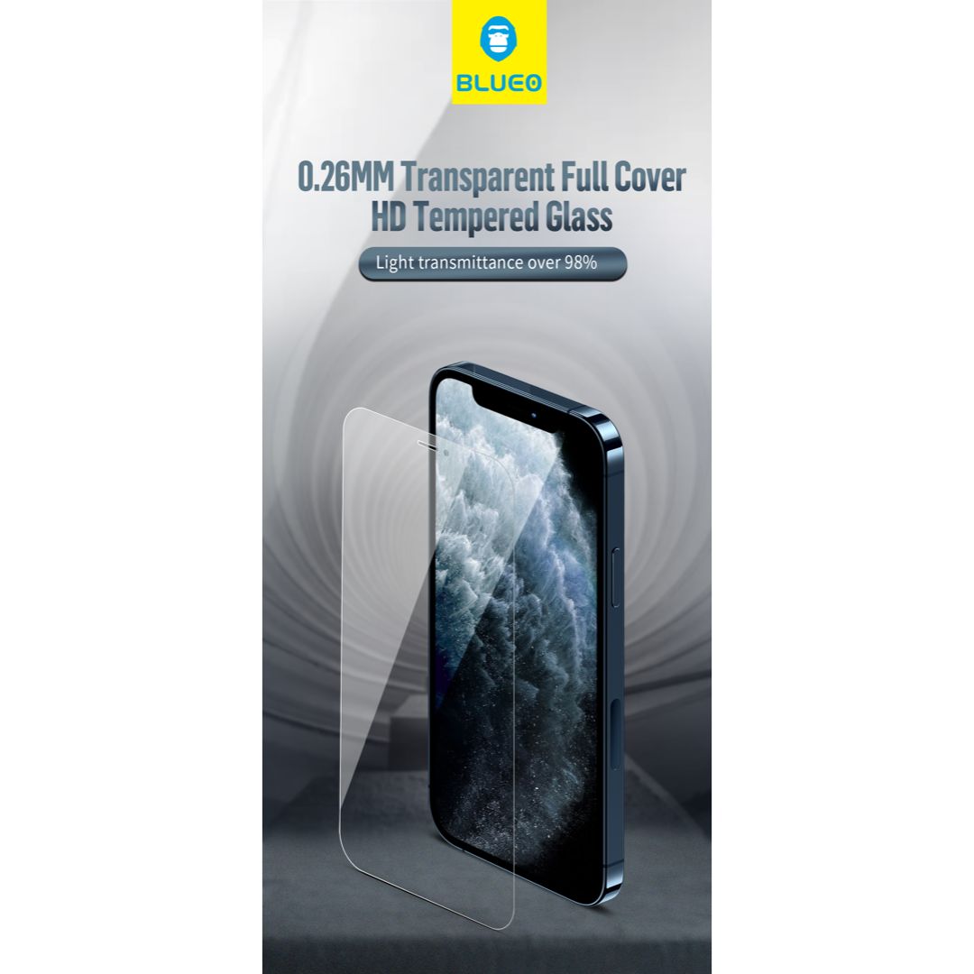 گلس فول BLUEO Full Clear Full Cocer HD Glass ا Apple iphone 12-12pro-12promax-13-13pro-13promax-14-14plus-14pro-14promax