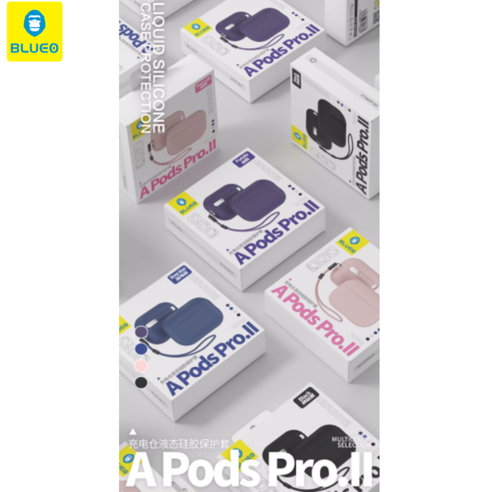 کاور ایرپاد سیلیکونی بلو به همراه آویز Blueo Silicone Pro2 Airpod Cover