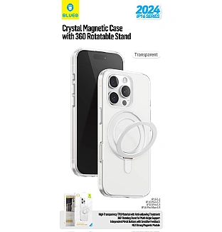 قاب بلو کریستالی استند شونده با چرخش 360 درجه با مگ سیف Blueo Crystal Magsafe Case With Rotatable Stand 360 Iphone