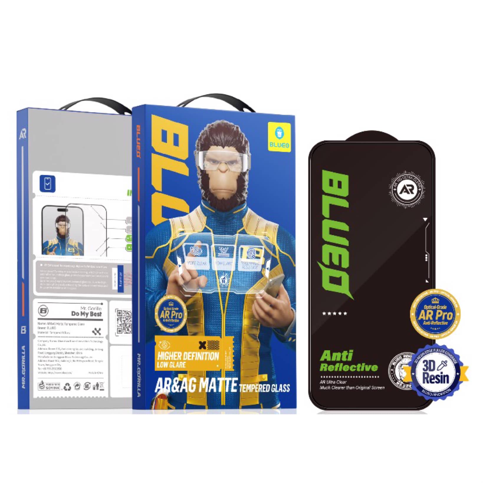 گلس ، محافظ صفحه بلو مات ضد انعکاس نور با شفافیت بالا Blueo AR & AG Matte Tempered Glass