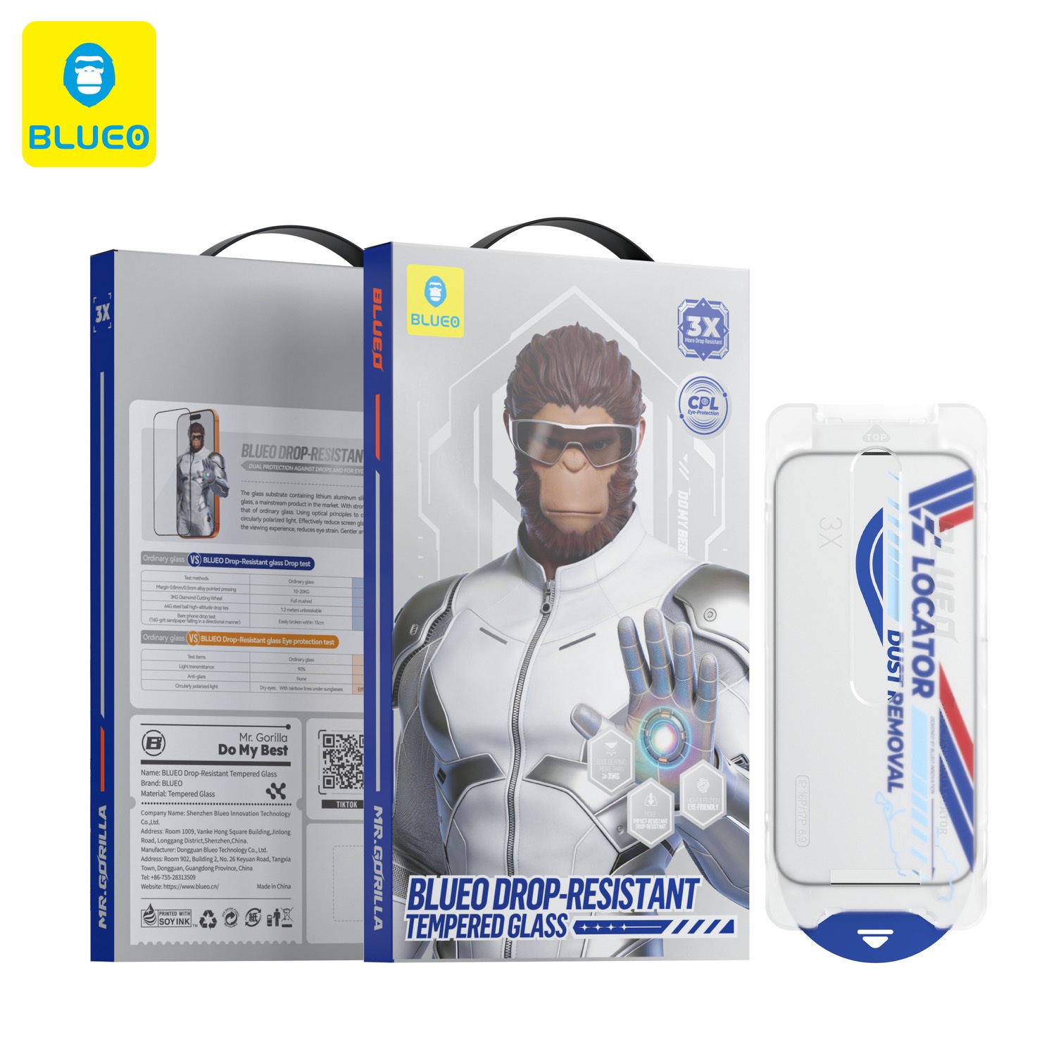 گلس ، محافظ صفحه بلو Blueo Drop-Resistant Tempered Eye Friendly Glass With Applicator Iphone