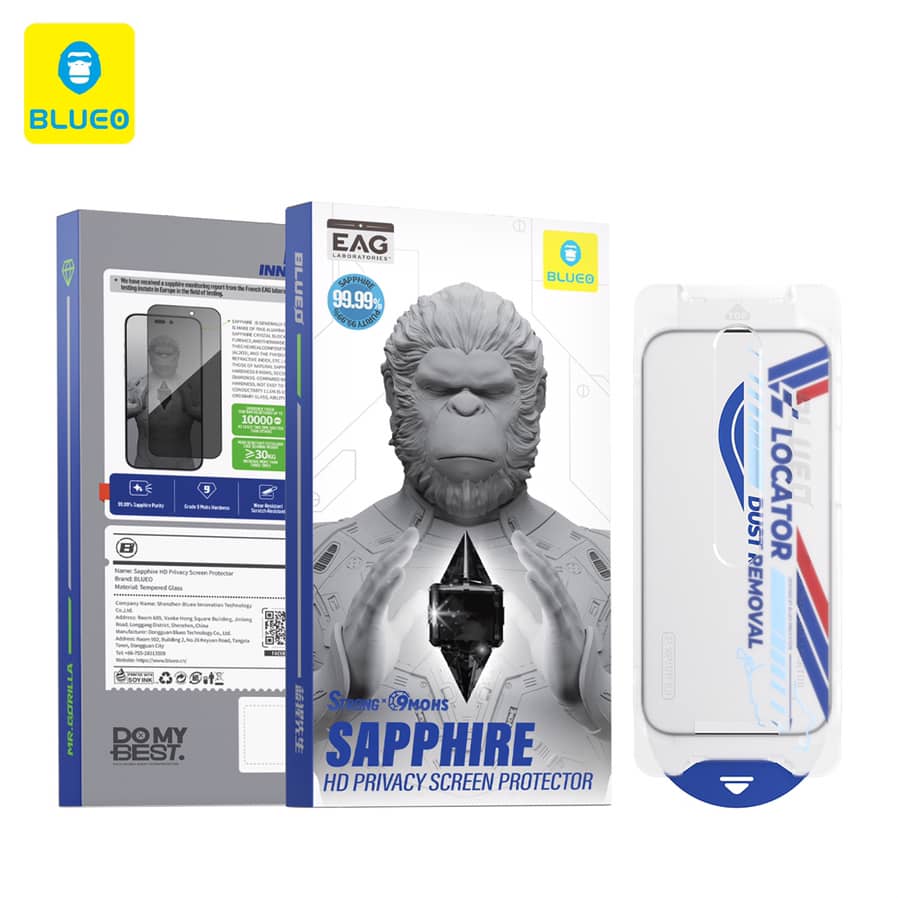 گلس ، محافظ صفحه پرایوسی بلو یاقوتی با اپلیکاتور Blueo SAPPHIRE HD Privacy Screen Protector With Applicator Iphone