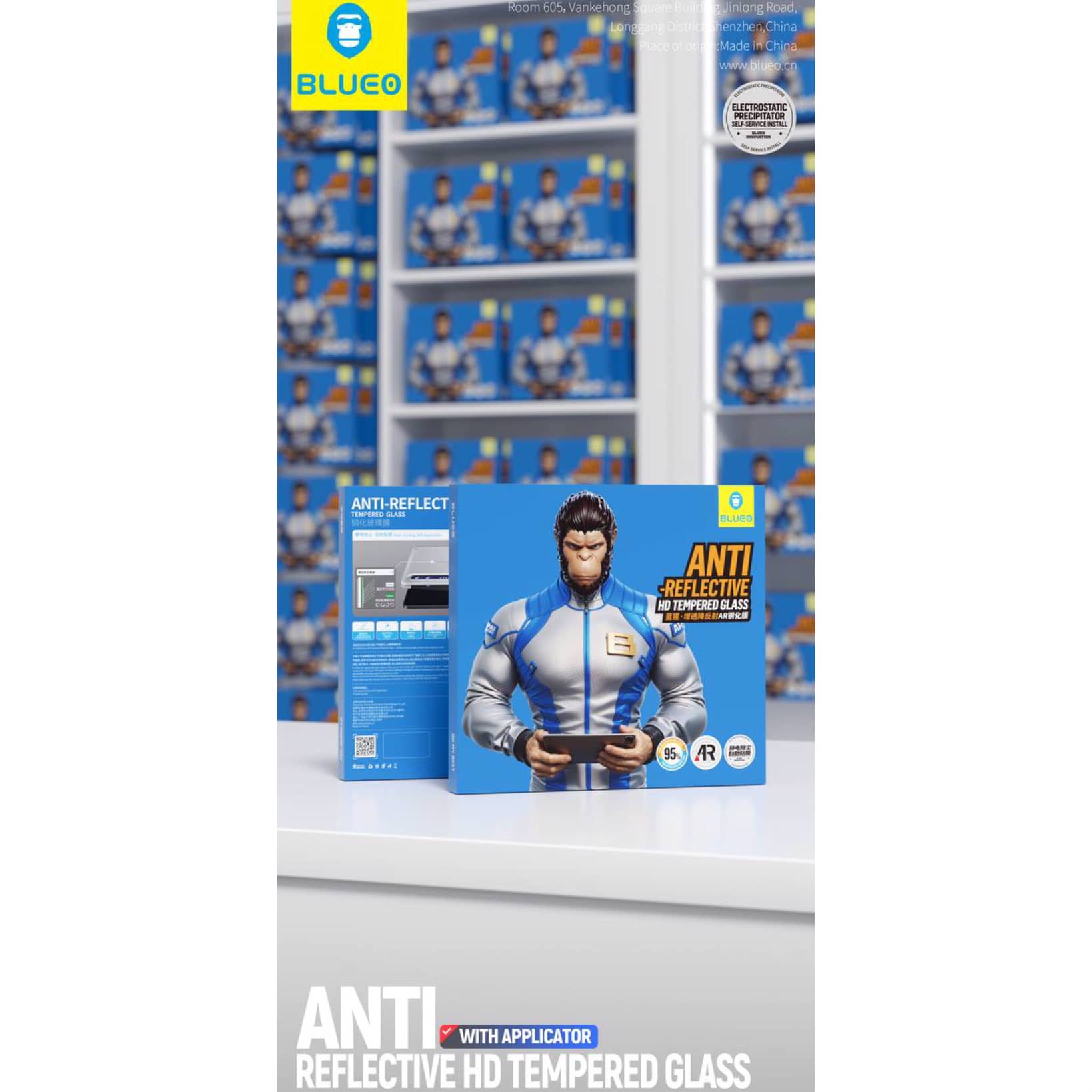 گلس ، محافظ صفحه آیپد بلو ضد انعکاس نور با اپلیکاتور Blueo AR Anti-Reflective HD Tempered With Applicator Glass Ipad