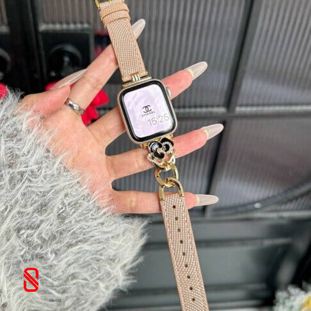 بند اپل واچ چرم و کارتیر Cartier گل شنل Channel