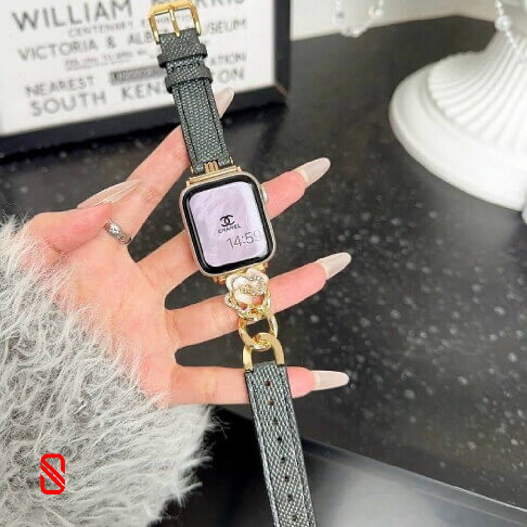 بند اپل واچ چرم و کارتیر Cartier گل شنل Channel