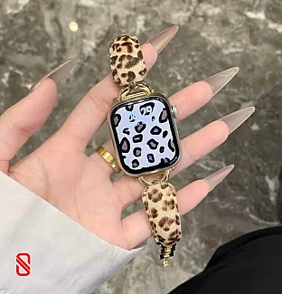 بند اپل واچ چرم گوشواره ای پلنگی