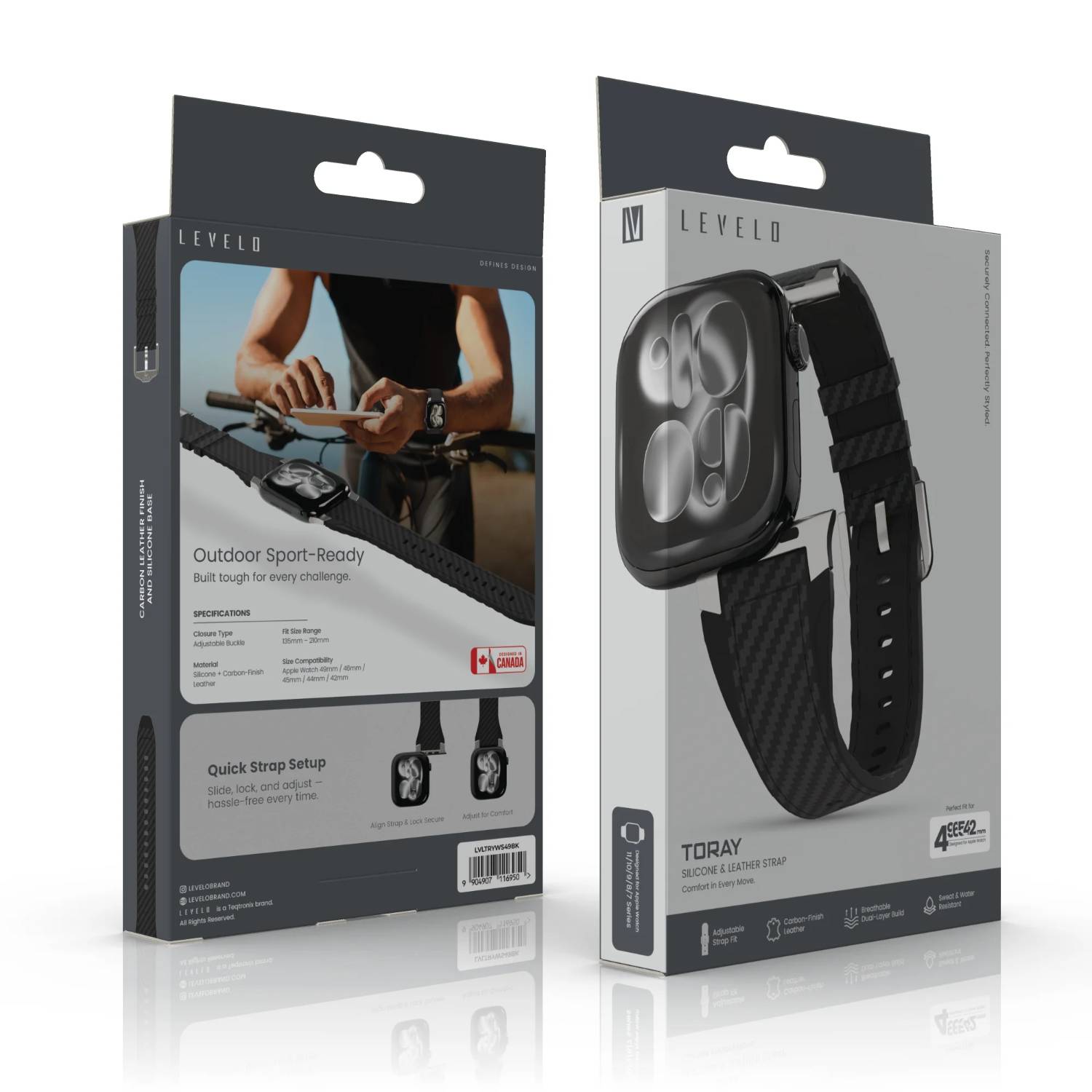 بند اپل واچ Levelo Toray silicone & Leather Strap