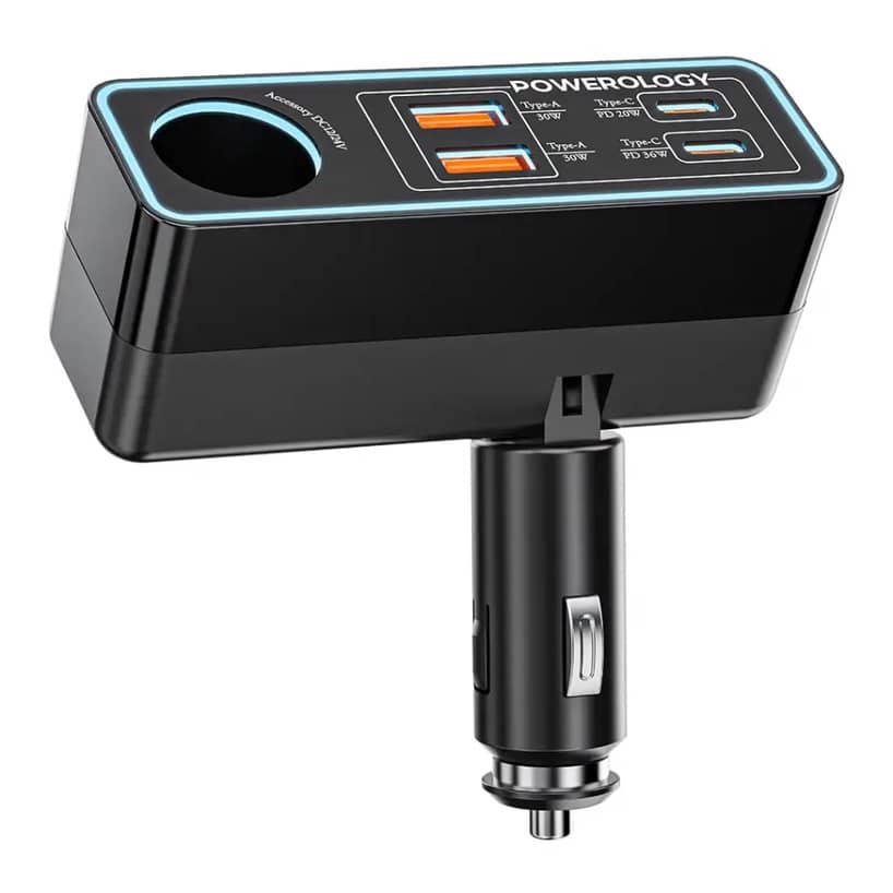 شارژر فندکی پاورولوژی Powerology Brio 125W Multi-Port Car Charger
