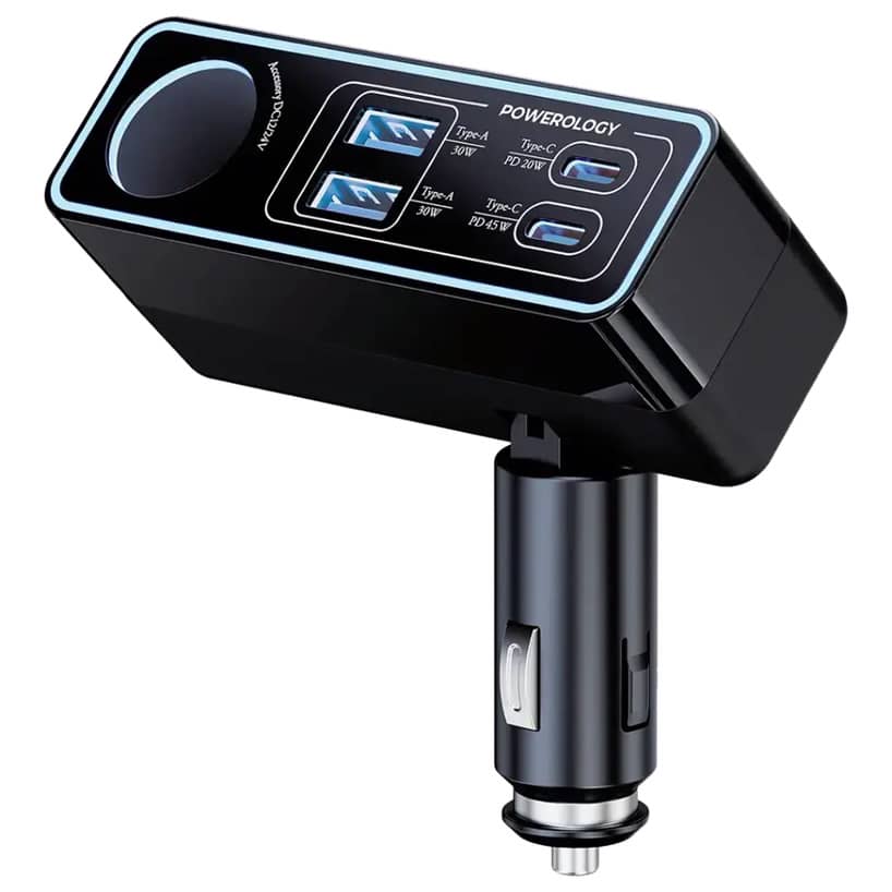 شارژر فندکی پاورولوژی Powerology Brio 125W Multi-Port Car Charger