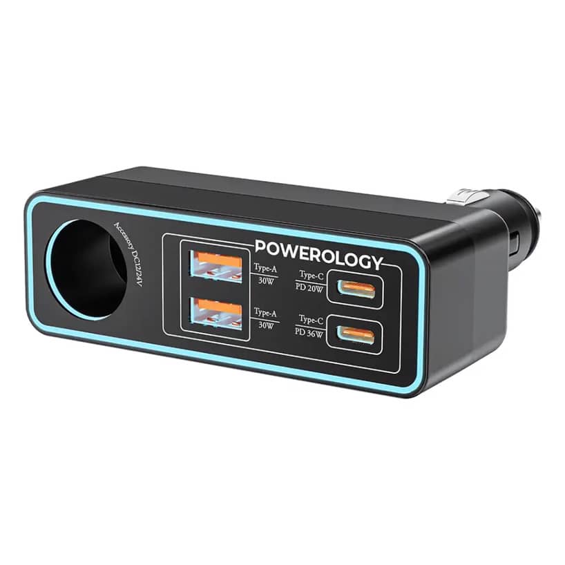 شارژر فندکی پاورولوژی Powerology Brio 125W Multi-Port Car Charger