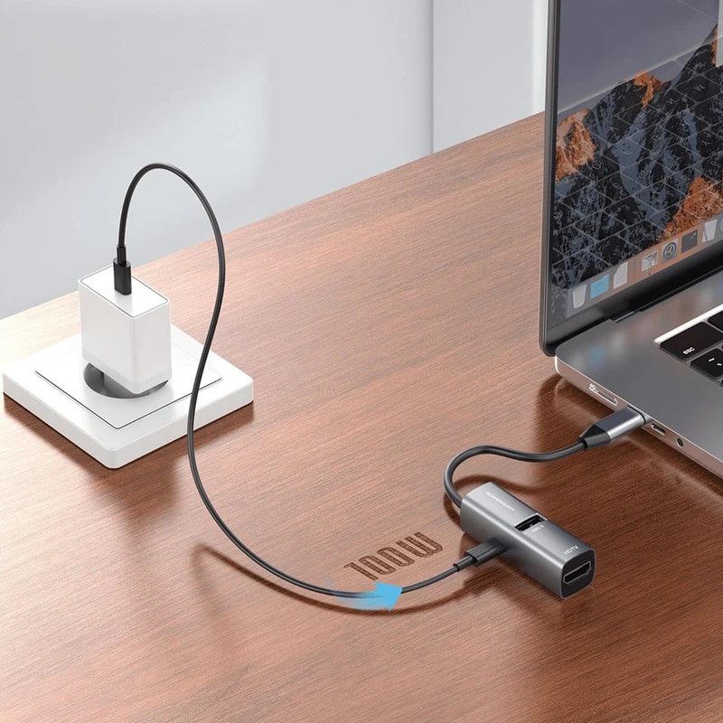 هاب تایپ سی پاورولوژی Powerology Aluminum Mini USB-C Hub