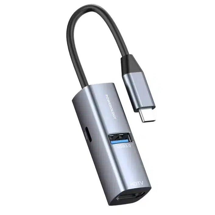هاب تایپ سی پاورولوژی Powerology Aluminum Mini USB-C Hub