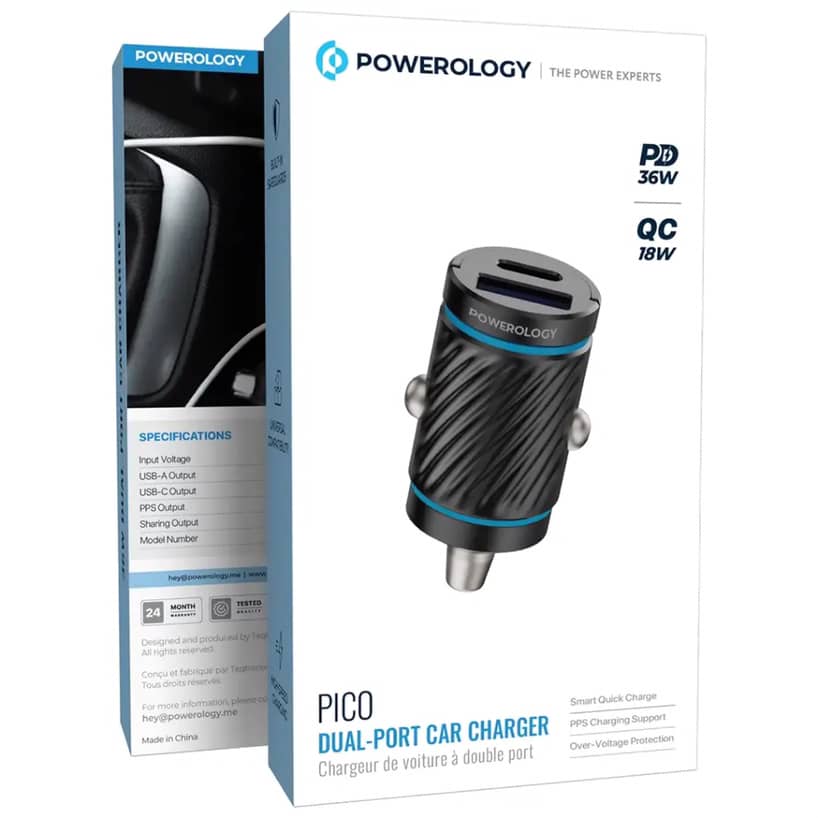 شارژر فندکی پاورولوژی Powerology Pico Dual Port Car Charger