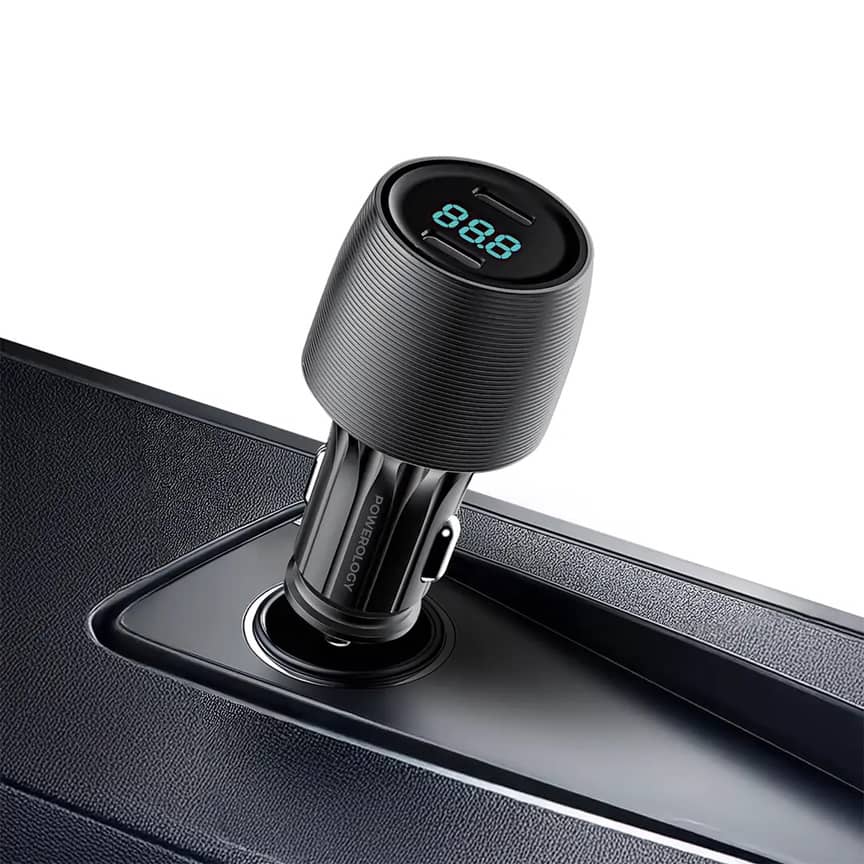 شارژر فندکی پاورولوژی Powerology Velox 66W Dual-Port Car Charger