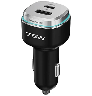 شارژر فندکی پاورولوژی Powerology 75W Dual-Port High Power-Port Car Charger