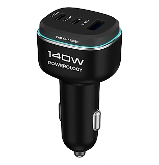 شارژر فندکی پاورولوژی Powerology 140W Triple-Port High Power-Port Car Charger